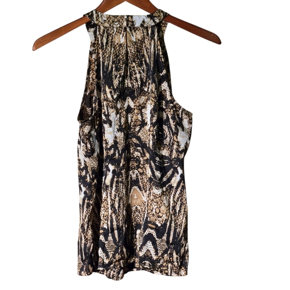 Worthington Snake Print Halter-type Top Beaded High Gathered Neckline Women's M - Picture 3 of 11